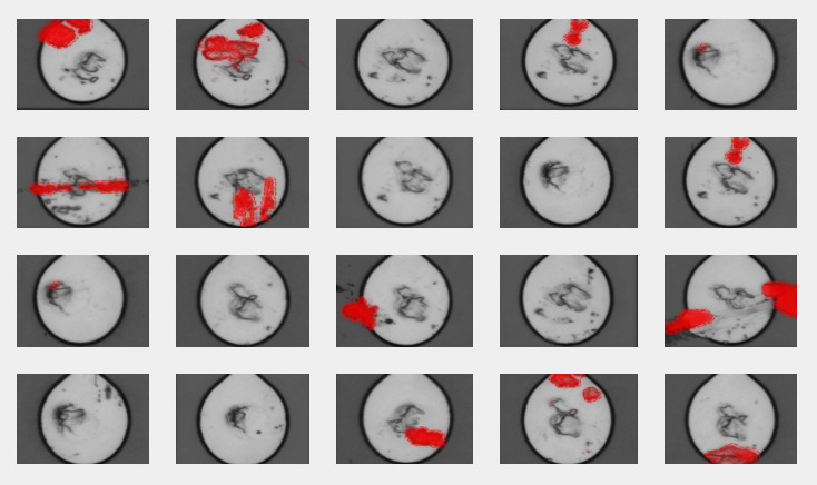 Prober marks on many contact pads are analyzed by AI
